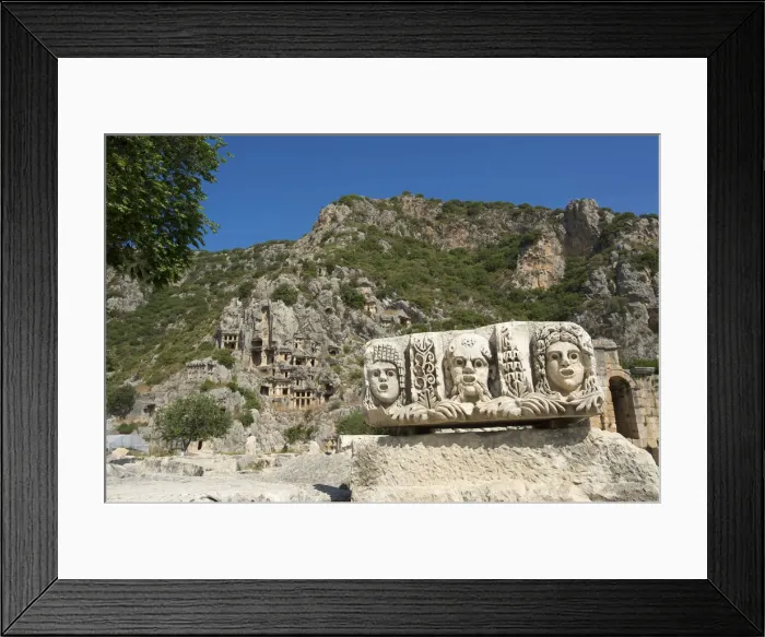 Framed Print : Masks and Rock Tombs in Myra, Lycia, Turquoise Coast, Turkey Framed Print : Masks and Rock Tombs in Myra, Lycia, Turquoise Coast, Turkey