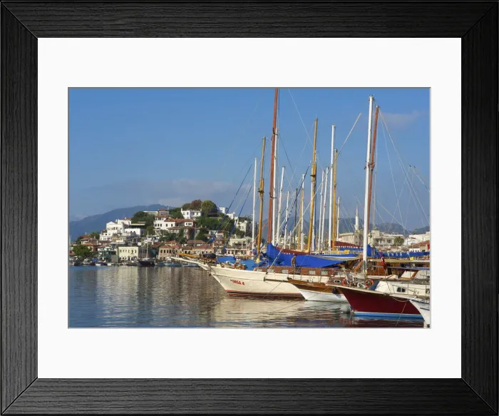 Framed Print : Old Town and Marina in Marmaris, Aegean, Turquoise Coast, Turkey