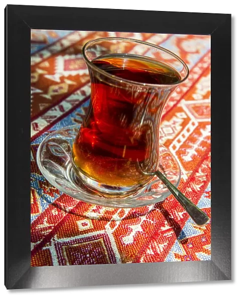 Turkish tea served in the typical tulip shaped glass