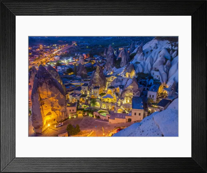 Framed Print : Top view over Goreme at dusk, Cappadocia, Turkey Framed Print : Top view over Goreme at dusk, Cappadocia, Turkey