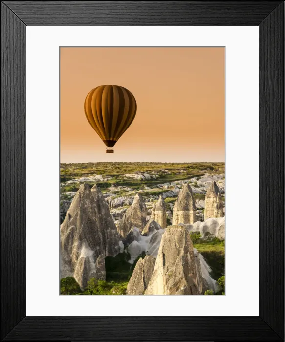 Framed Print : Sunrise landscape with hot air balloons, Goreme, Cappadocia, Turkey Framed Print : Sunrise landscape with hot air balloons, Goreme, Cappadocia, Turkey