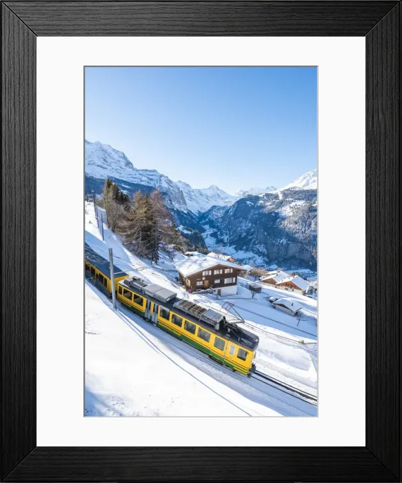 Framed Print : Wengen and Lauterbrunnen valley, Berner Oberland, canton of Bern, Switzerland