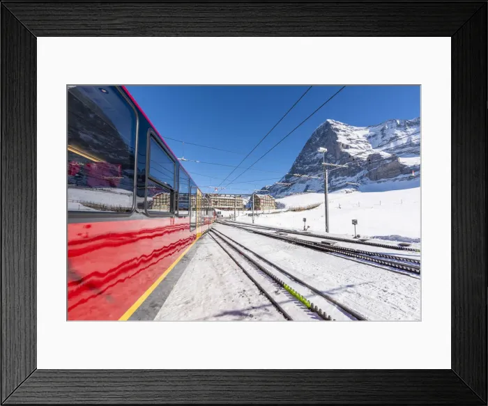 Framed Print : Train to Jungfraujoch, Kleine Scheidegg, Berner Oberland, canton of Bern, Switzerland Framed Print : Train to Jungfraujoch, Kleine Scheidegg, Berner Oberland, canton of Bern, Switzerland