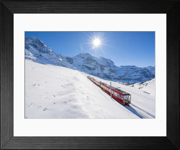 Framed Print : Train to Jungfraujoch, Kleine Scheidegg, Berner Oberland, canton of Bern, Switzerland Framed Print : Train to Jungfraujoch, Kleine Scheidegg, Berner Oberland, canton of Bern, Switzerland
