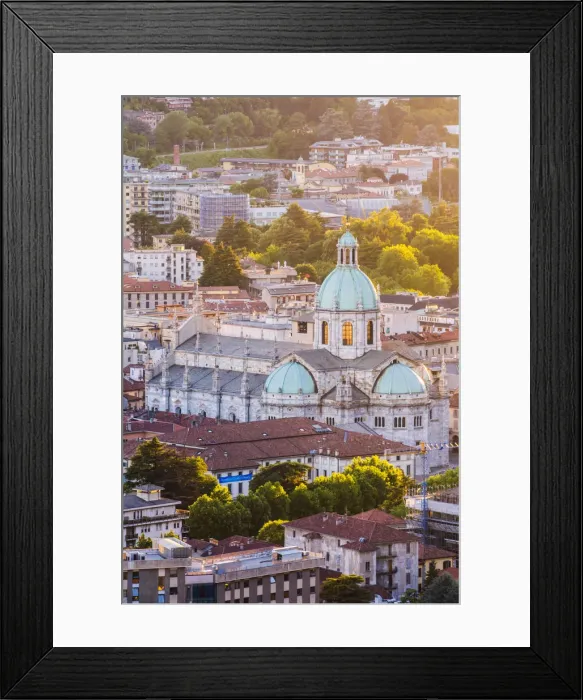 Framed Print : Como, Lombardy, Italy. High angle view over the city and the Como Cathedral at sunset Framed Print : Como, Lombardy, Italy. High angle view over the city and the Como Cathedral at sunset