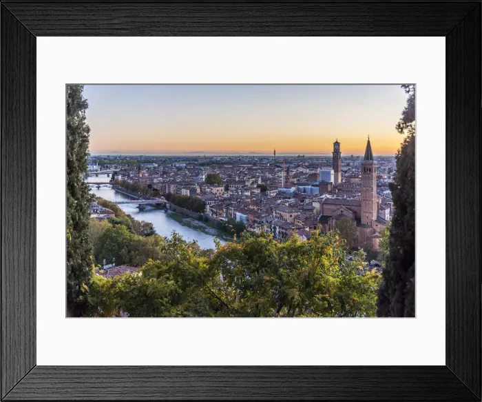 Framed Print : europe, Italy, Veneto. Verona, view over the town at sunset from castle san Pietro Framed Print : europe, Italy, Veneto. Verona, view over the town at sunset from castle san Pietro