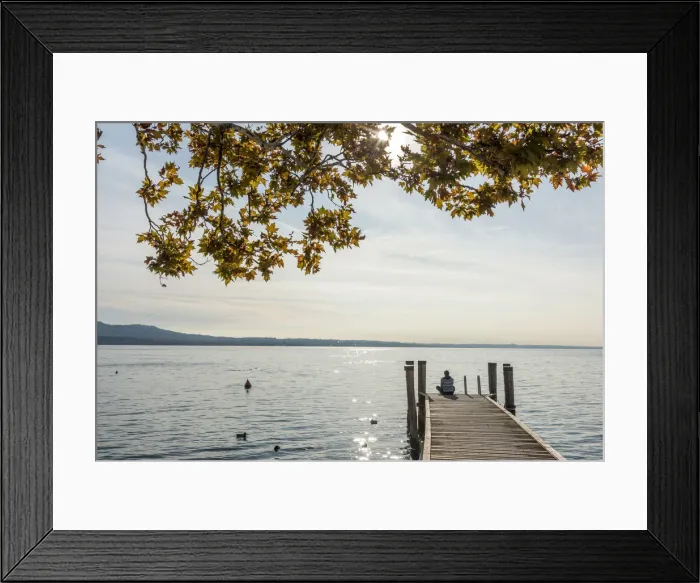 Framed Print : europe, Italy, Veneto. Morning light at Punta San Vigilio near to Garda