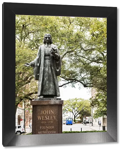 USA, Georgia, Savannah, Statue of John Wesley