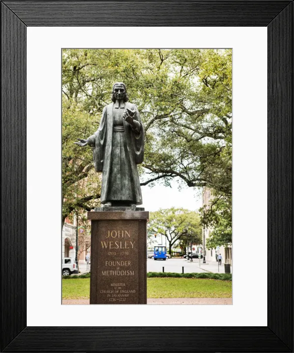 Framed Print : USA, Georgia, Savannah, Statue of John Wesley