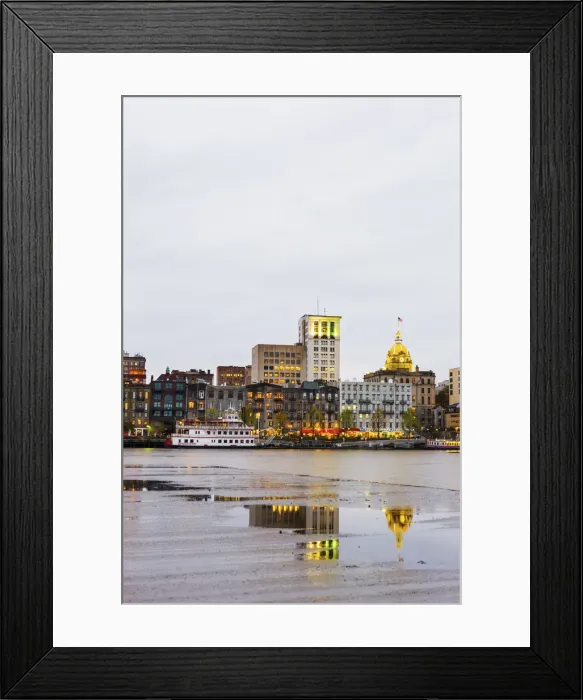 Framed Print : USA, Georgia, Savanah, Waterfront and Town hall from across the Savannah river Framed Print : USA, Georgia, Savanah, Waterfront and Town hall from across the Savannah river