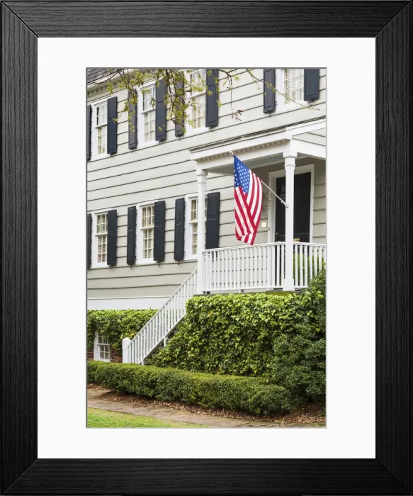 Framed Print : USA, Georgia, Savanah, Typical house in the historic district