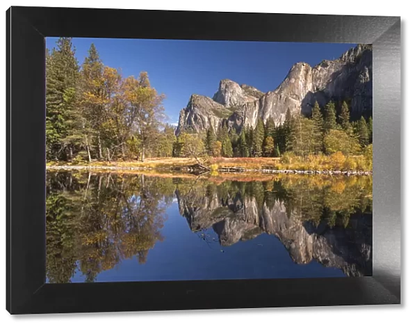Yosemite Valley reflected in the Merced River at Valley View, Yosemite National Park