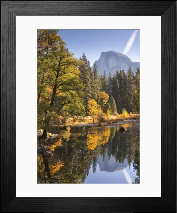 Framed Print : Half Dome and the Merced River surrounded by fall foliage, Yosemite National Park Framed Print : Half Dome and the Merced River surrounded by fall foliage, Yosemite National Park