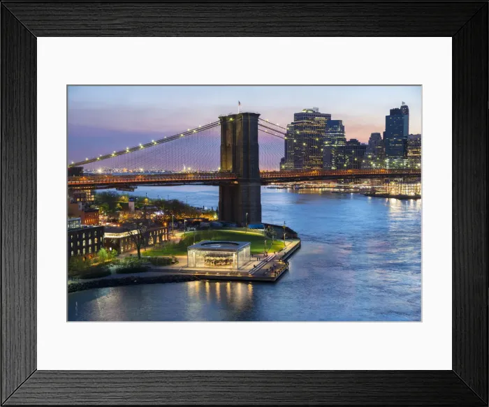 Framed Print : USA, New York, Manhattan, Lower Manhattan, Brooklyn Bridge & East River Framed Print : USA, New York, Manhattan, Lower Manhattan, Brooklyn Bridge & East River