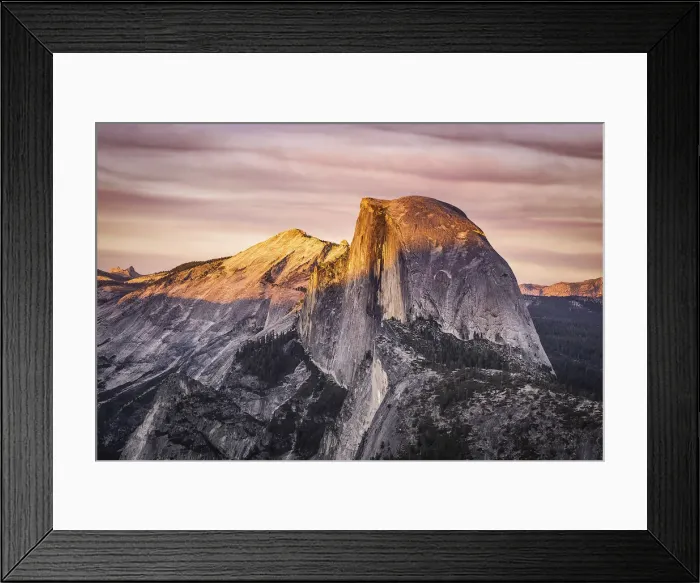 Framed Print : Yosemite National Park, California, USA. Sunset over the famous Half Dome Mount, view