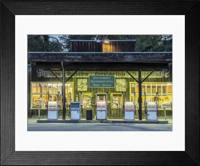 Framed Print : USA, Washington, Okanogan County, Gas Station in Winthrop Framed Print : USA, Washington, Okanogan County, Gas Station in Winthrop
