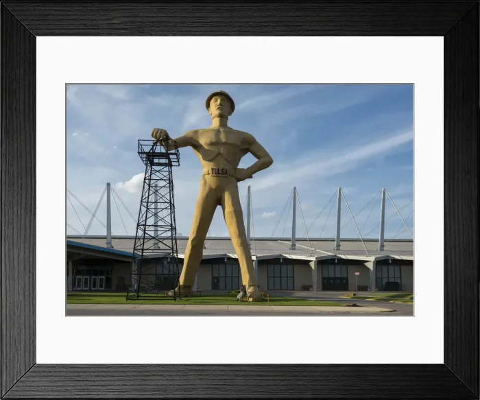 Framed Print : USA, Midwest, Oklahoma, Route 66, Tulsa, Oil man statue at expo center Framed Print : USA, Midwest, Oklahoma, Route 66, Tulsa, Oil man statue at expo center