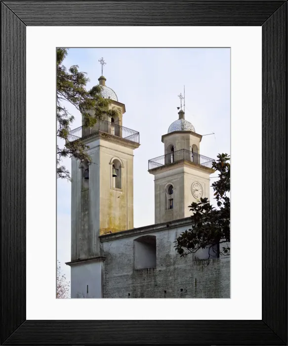 Framed Print : Uruguay, Colonia Department, Colonia del Sacramento, View towards the towers of Framed Print : Uruguay, Colonia Department, Colonia del Sacramento, View towards the towers of