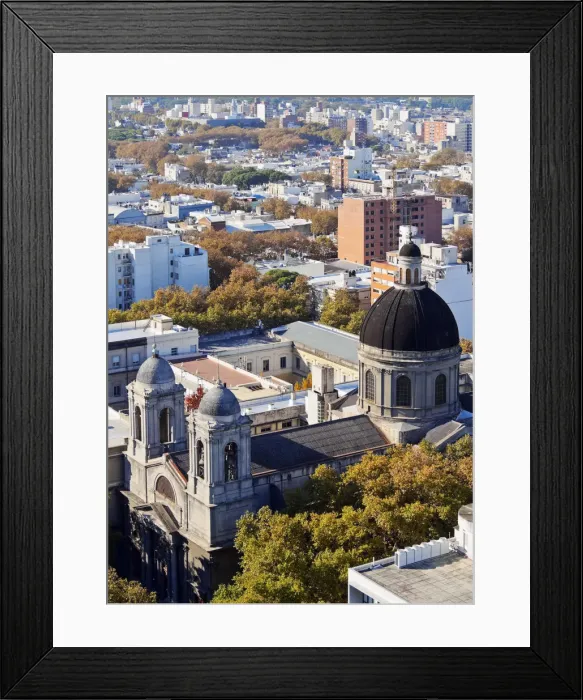 Framed Print : Uruguay, Montevideo, Elevated view of the Sacred Heart Church viewed from the City Hall