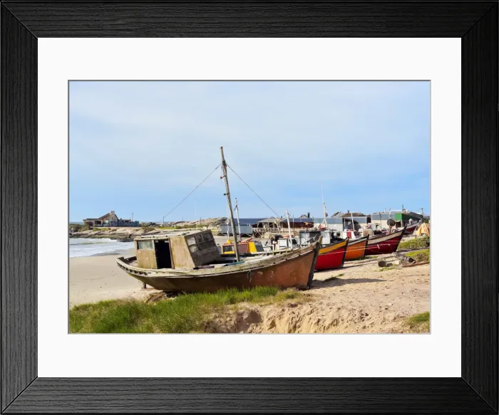 Framed Print : Uruguay, Rocha Department, Punta del Diablo, View of the Fishermans Beach Los Botes Framed Print : Uruguay, Rocha Department, Punta del Diablo, View of the Fishermans Beach Los Botes