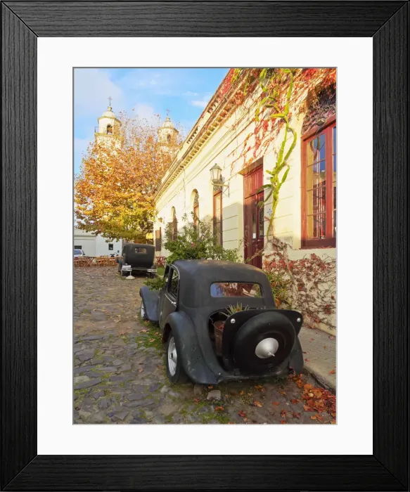 Framed Print : Uruguay, Colonia Department, Colonia del Sacramento, Vintage cars on the cobblestone Framed Print : Uruguay, Colonia Department, Colonia del Sacramento, Vintage cars on the cobblestone