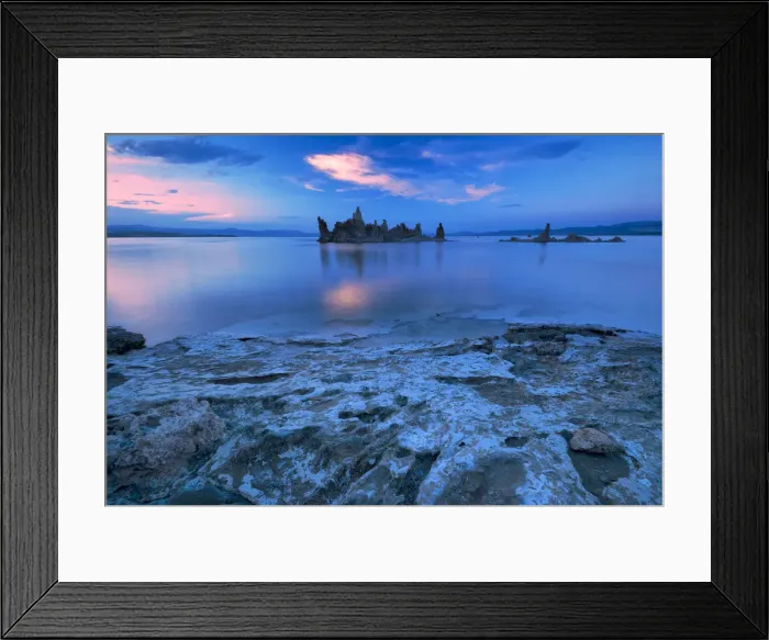 Framed Print : USA, California, Eastern Sierra, Mono Lake, Tufa Reserve at sunset