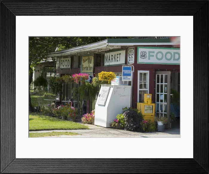 Framed Print : USA, Midwest, Kansas, Route 66, Galena, Nelsons Old Riverton store