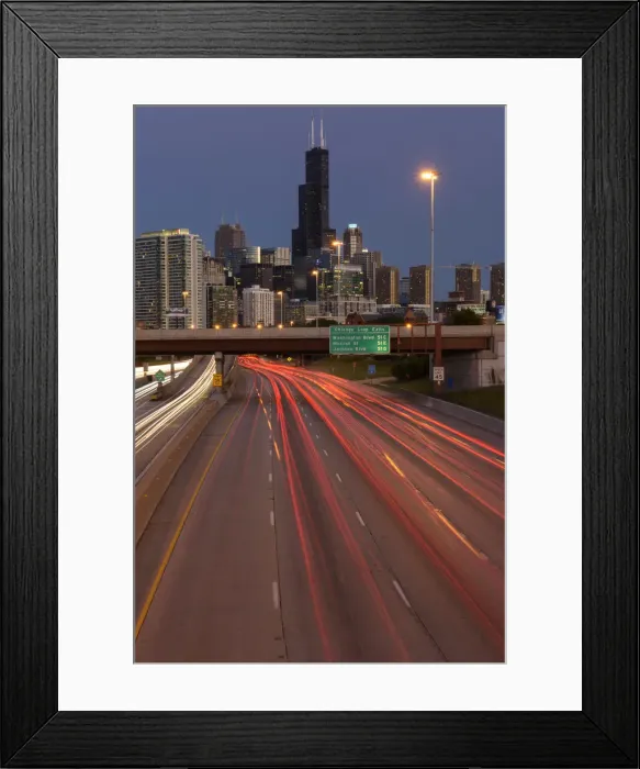 Framed Print : USA, Illinois, Midwest, Cook County, Chicago, Kennedy Freeway at night Framed Print : USA, Illinois, Midwest, Cook County, Chicago, Kennedy Freeway at night