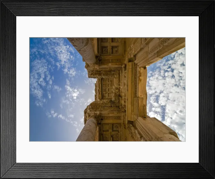 Framed Print : Low angle view of the Library of Celsus, Ephesus, Izmir, Turkey