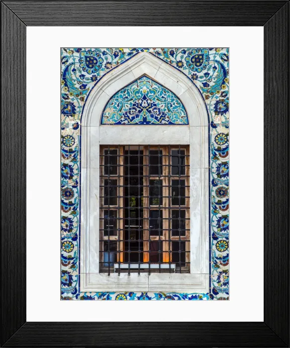 Framed Print : Close-up view of Yali Camii or Shore Mosque decorated with fine traditional Kutahya tiles Framed Print : Close-up view of Yali Camii or Shore Mosque decorated with fine traditional Kutahya tiles