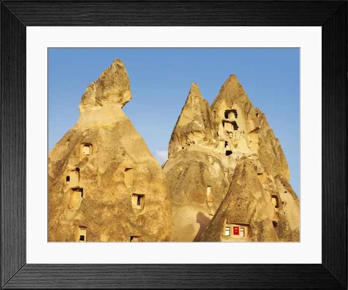 Framed Print : Stone Houses, Uchisar, Cappadocia, Turkey