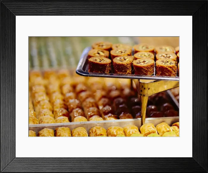 Framed Print : baklava, oriental pastry in bazaar at historical centre of Istanbul, listed as World Framed Print : baklava, oriental pastry in bazaar at historical centre of Istanbul, listed as World