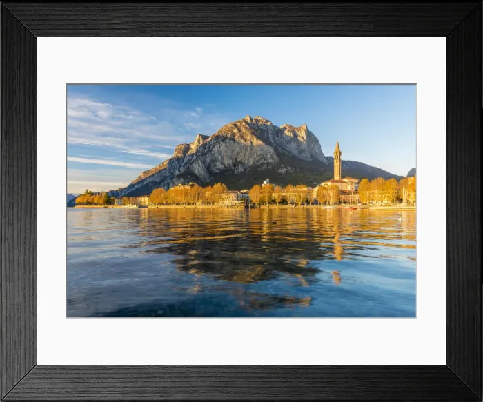 Framed Print : Lecco, lake Como, Lombardy, Italy. Cityscape and Mount St Martin at sunset Framed Print : Lecco, lake Como, Lombardy, Italy. Cityscape and Mount St Martin at sunset