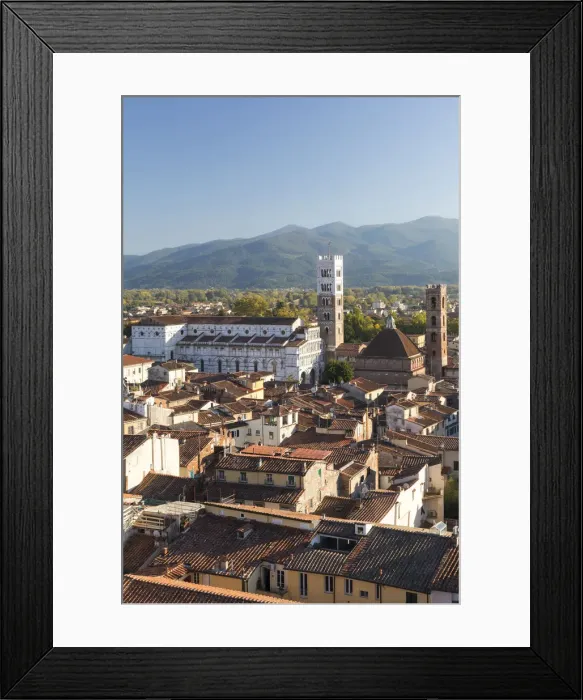 Framed Print : Aerial view of Lucca Cathedral and the walled city, Lucca, Tuscany, Italy Framed Print : Aerial view of Lucca Cathedral and the walled city, Lucca, Tuscany, Italy