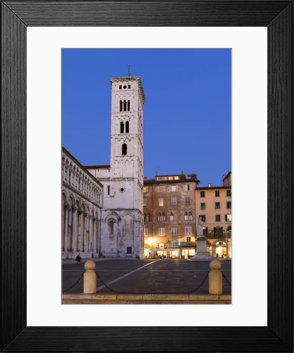 Framed Print : Basilica church of San Michele in Foro lit up at night, Lucca, Tuscany, Italy Framed Print : Basilica church of San Michele in Foro lit up at night, Lucca, Tuscany, Italy