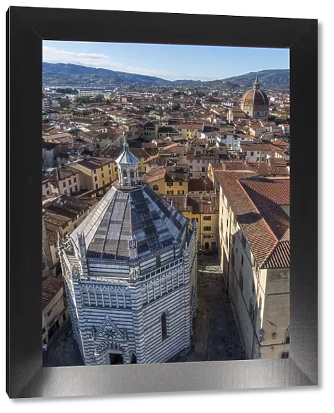 Europe, Italy, Tuscany. Pistoia, view from the tower towards the baptistery
