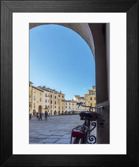 Framed Print : Europe, Italy, Tuscany. Lucca, view of the Piazza dell anfiteatro