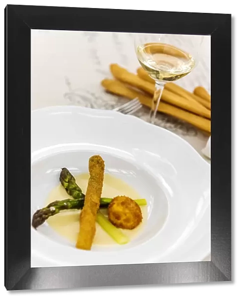 Europe, Italy, Piedmont. a starter with asparagus