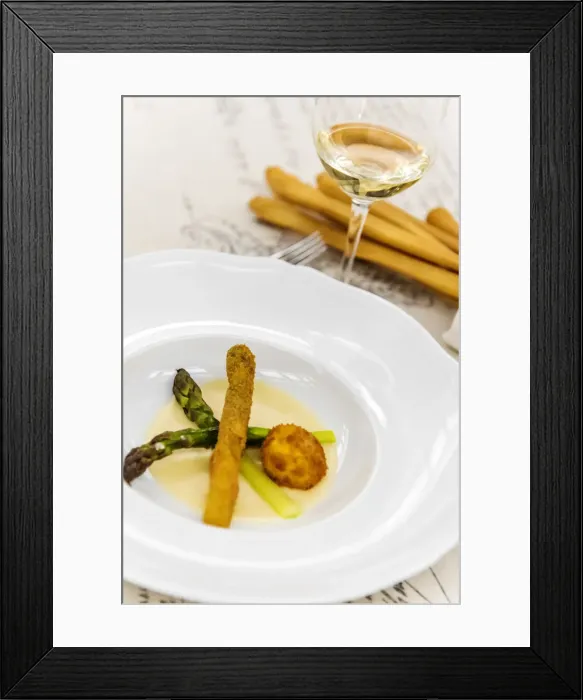 Framed Print : Europe, Italy, Piedmont. a starter with asparagus Framed Print : Europe, Italy, Piedmont. a starter with asparagus