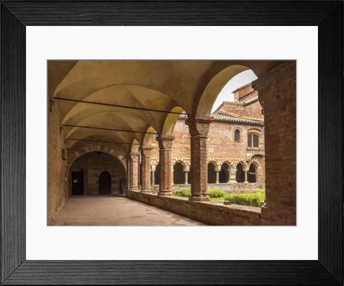 Framed Print : Europe, Italy, Piedmont. The abbey of Vezzolano, the cloister Framed Print : Europe, Italy, Piedmont. The abbey of Vezzolano, the cloister