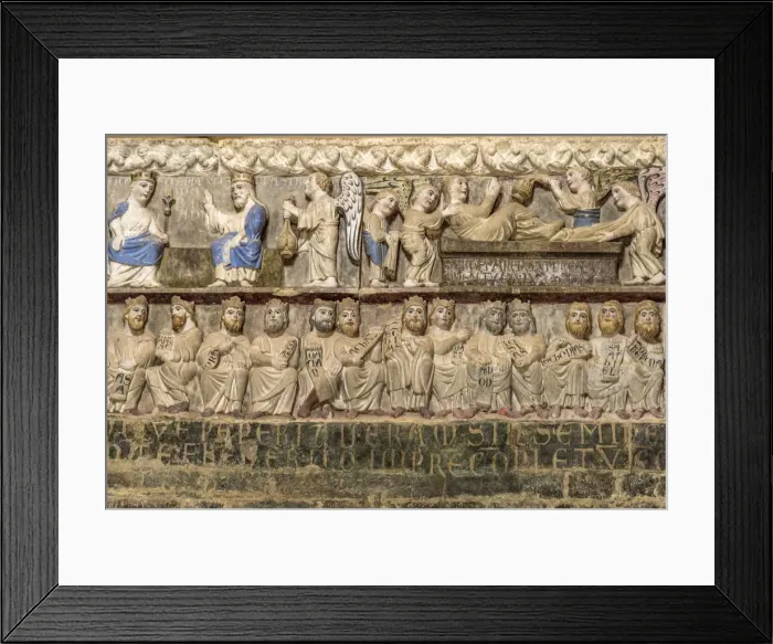 Framed Print : Europe, Italy, Piedmont. The abbey of Vezzolano, figures Framed Print : Europe, Italy, Piedmont. The abbey of Vezzolano, figures
