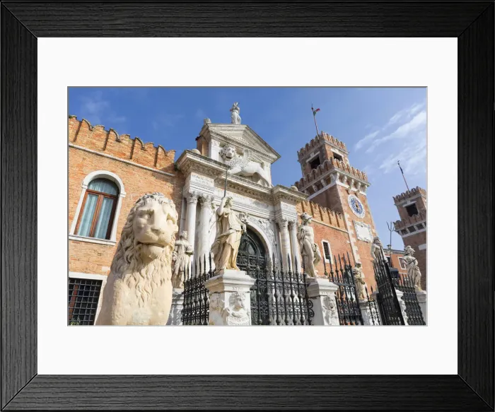Framed Print : Lion statue and facade of Arsenale naval base, Venice, Veneto, Italy Framed Print : Lion statue and facade of Arsenale naval base, Venice, Veneto, Italy