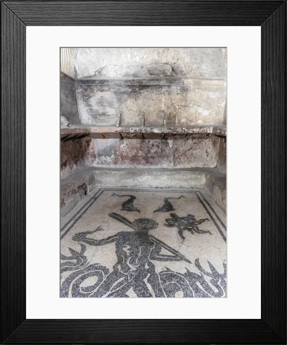 Framed Print : Europe, Italy, Campania. A mosaic on the floor of the old terme Framed Print : Europe, Italy, Campania. A mosaic on the floor of the old terme