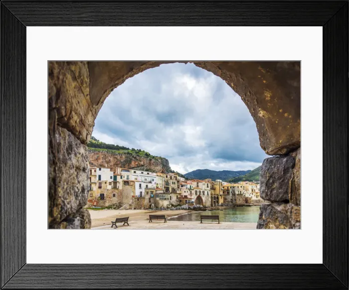 Framed Print : Europe, Italy, Sicily. A view towards the little harbor of Cefalu Framed Print : Europe, Italy, Sicily. A view towards the little harbor of Cefalu