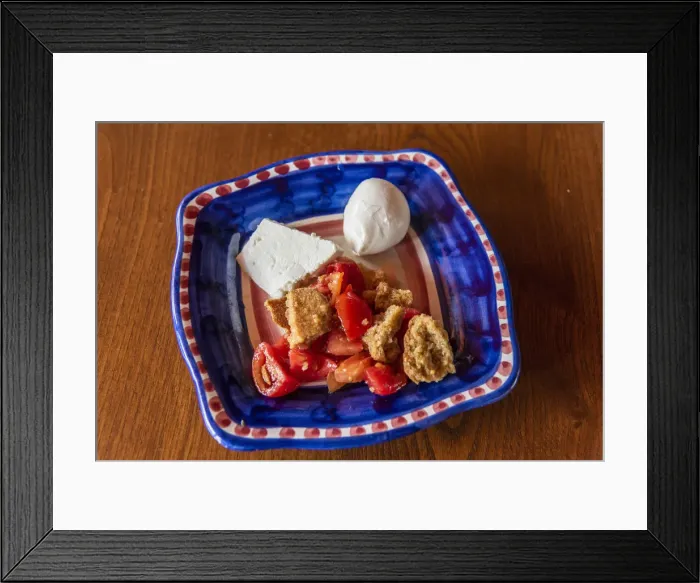 Framed Print : Europe, Italy, Campania. Antipasti with tomatoes and mozzarella