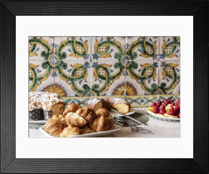 Framed Print : Europe, Italy, Campania. Breakfast with fresh pastries Framed Print : Europe, Italy, Campania. Breakfast with fresh pastries