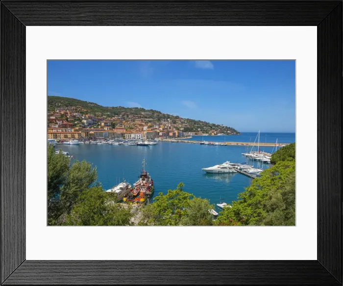 Framed Print : View at Porto Santo Stefano harbor, Maremma, Grosseto, Monte Argentario, Tuscany, Italy