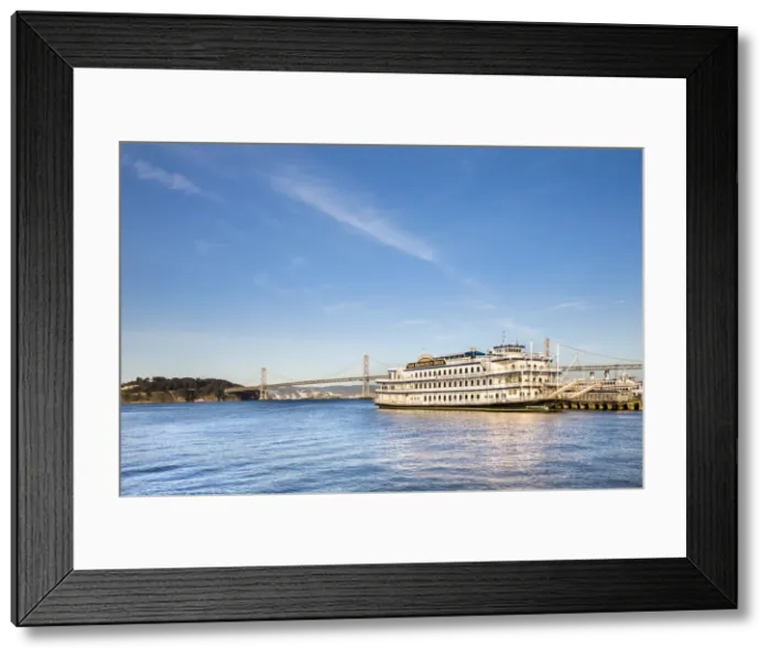 Framed Print : Excursion boat at ferry terminal, bay bridge, San Francisco, California, USA Framed Print : Excursion boat at ferry terminal, bay bridge, San Francisco, California, USA