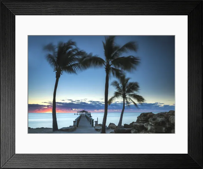 Framed Print : Palm Trees & Pier at Dawn, Islamorada, Florida Keys, USA Framed Print : Palm Trees & Pier at Dawn, Islamorada, Florida Keys, USA