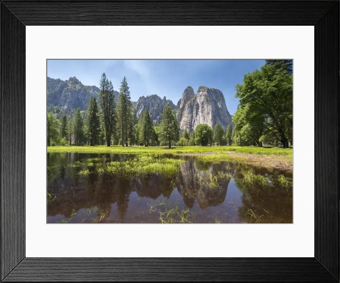 Framed Print : Cathedral Rocks photographed from Yosemite Valley in springtime, California, USA. Spring Framed Print : Cathedral Rocks photographed from Yosemite Valley in springtime, California, USA. Spring